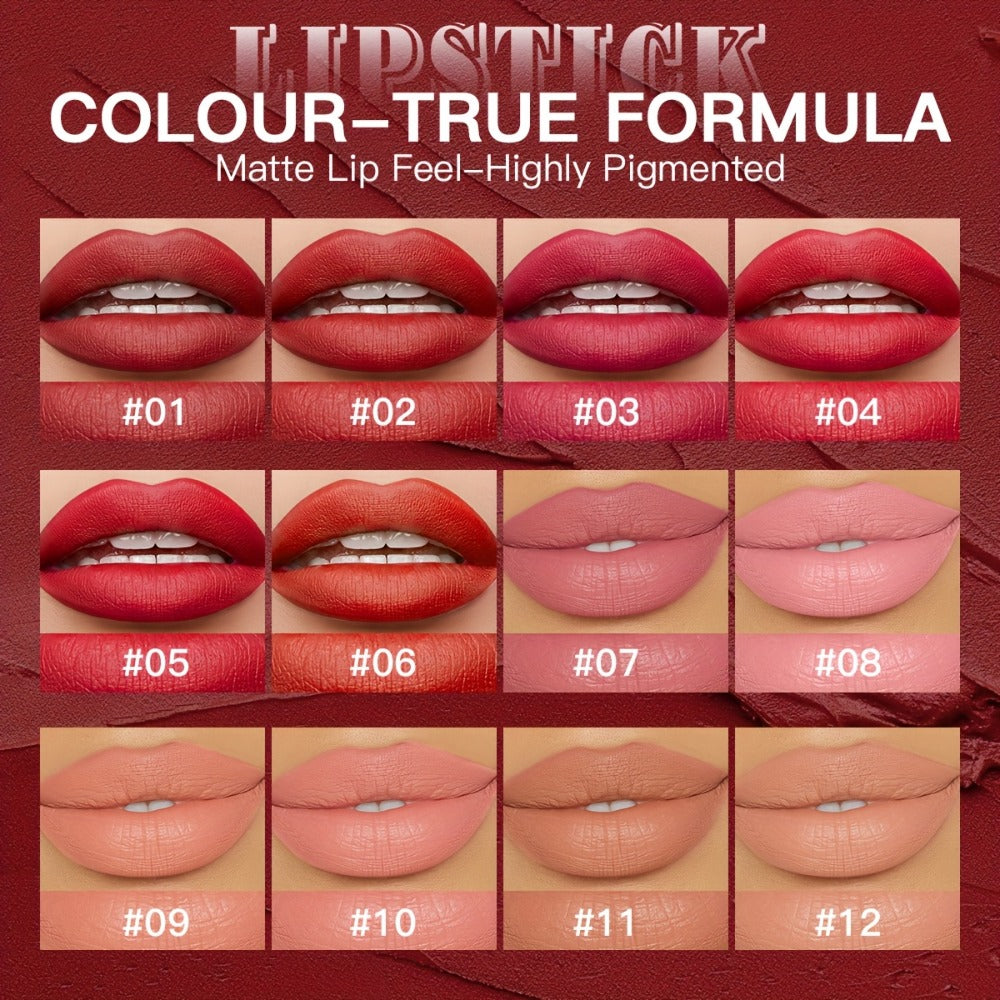 Matte Lipstick Heart-Shaped Design 24H Long-Lasting Velvet Finish – Transfer-Resistant Highly Pigmented Buildable Lip Color —