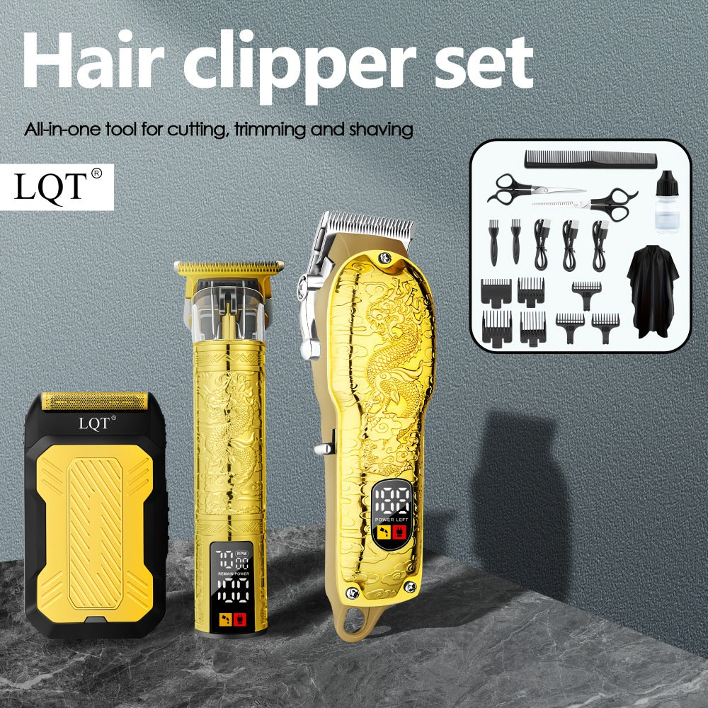 Hair Clippers & Trimmers LQT Golden Dragon Three-Piece Set with LCD Displays, USB Cables and Gift Box — image 5
