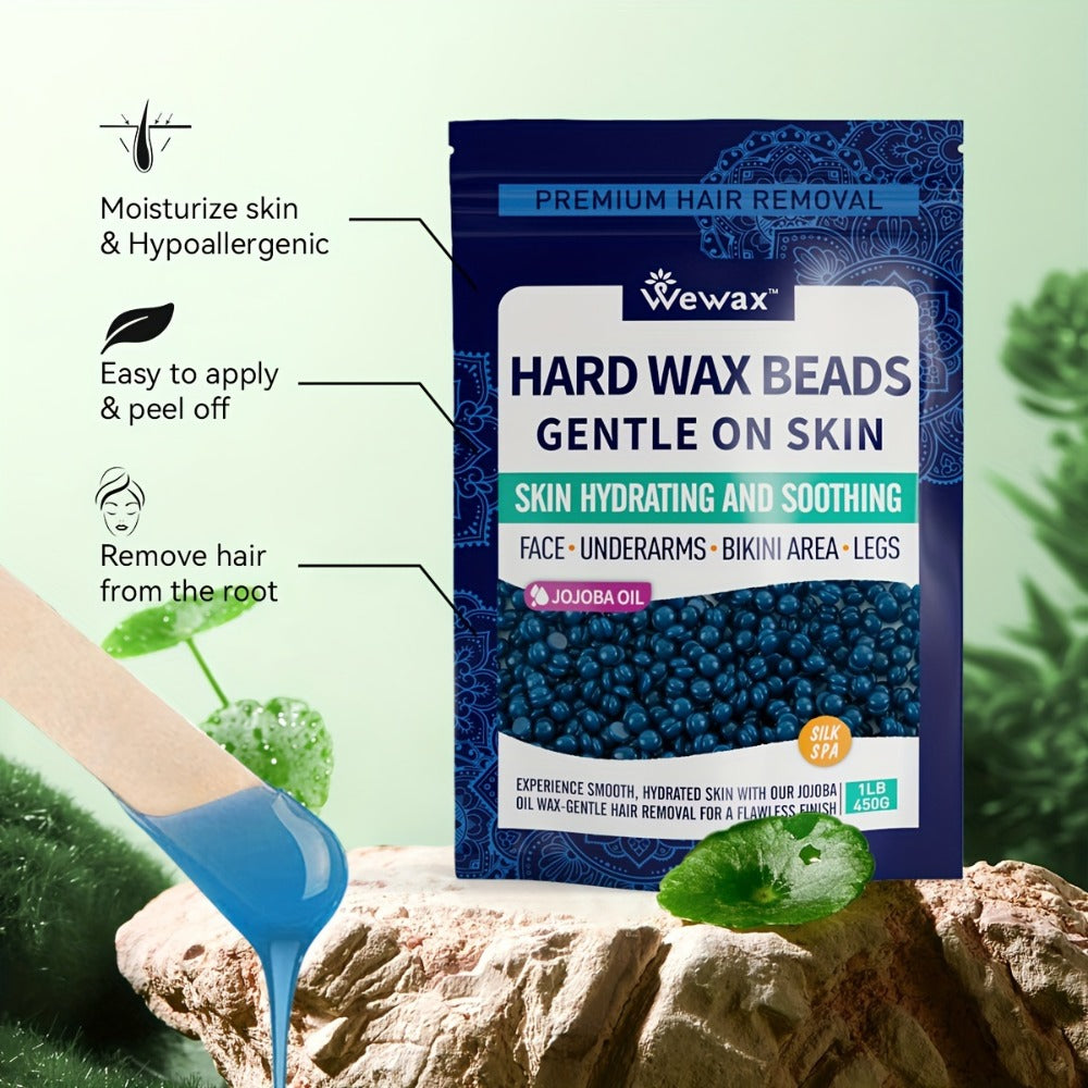 Hard Wax Beads 450g Brazilian Strong Adhesion No-Strip – Precision At-Home Waxing for Bikini Legs Underarms Arms Body Face — 
