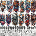 Temporary Tattoos, 71-Sheet Old School and Gothic Set with Tiger, Wolf, Lion, Dragon, Skull and Floral Motifs — image 10