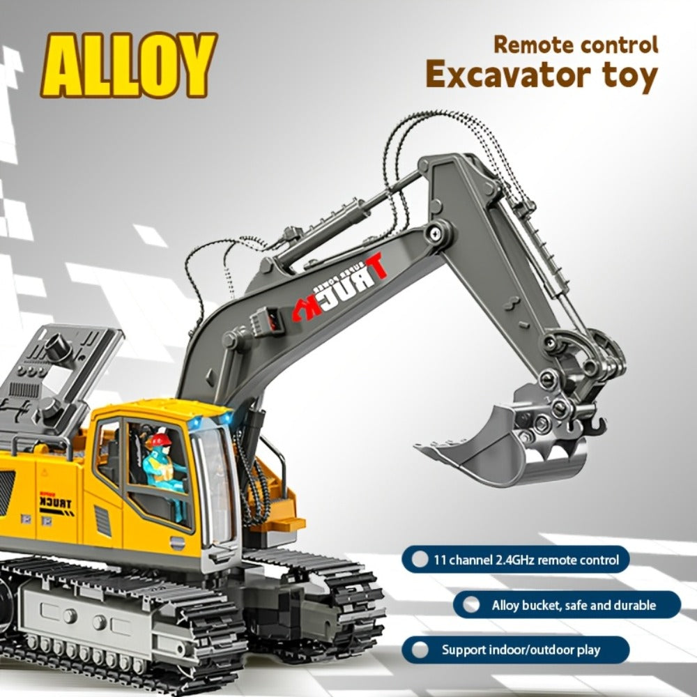 RC Excavator Toy 1:18 Scale 2.4GHz Remote Control with Metal Scoop 680-Degree Rotation Lights & Sound — image 10