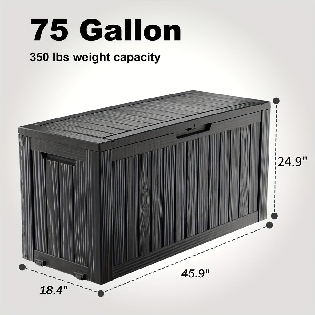 75-Gallon Outdoor Storage Deck Box with Hinged Lid, Side Grips, Small Wheels and Two Color Options — image 4