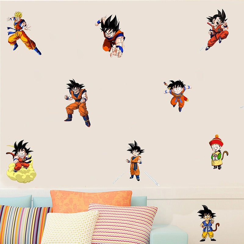 Dragon Ball Wall Sticker Wukong Saiya Decorative Painting Children's Room PVC Decorative Cartoon Sticker