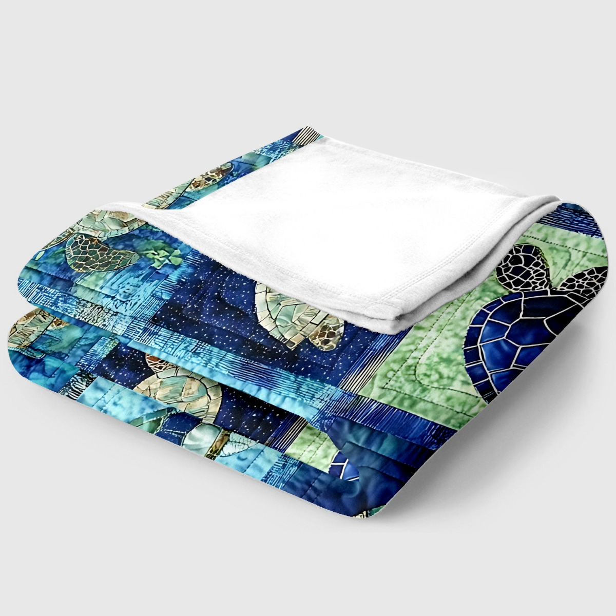 1pc Underwater Turtle Splicing Pattern Blanket- Home Furnishings Bedding Throw for Sofa Bed for Sofas, Beds and Everyday Home
