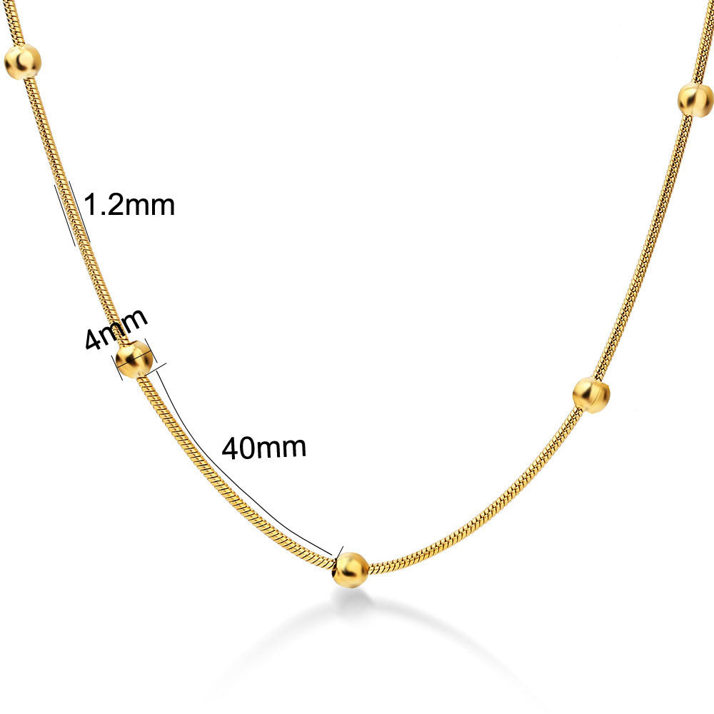 Fashion stainless steel round snake bag bead chain multi-color accessory chain necklace collarbone chain - V.I.P Digital Presence