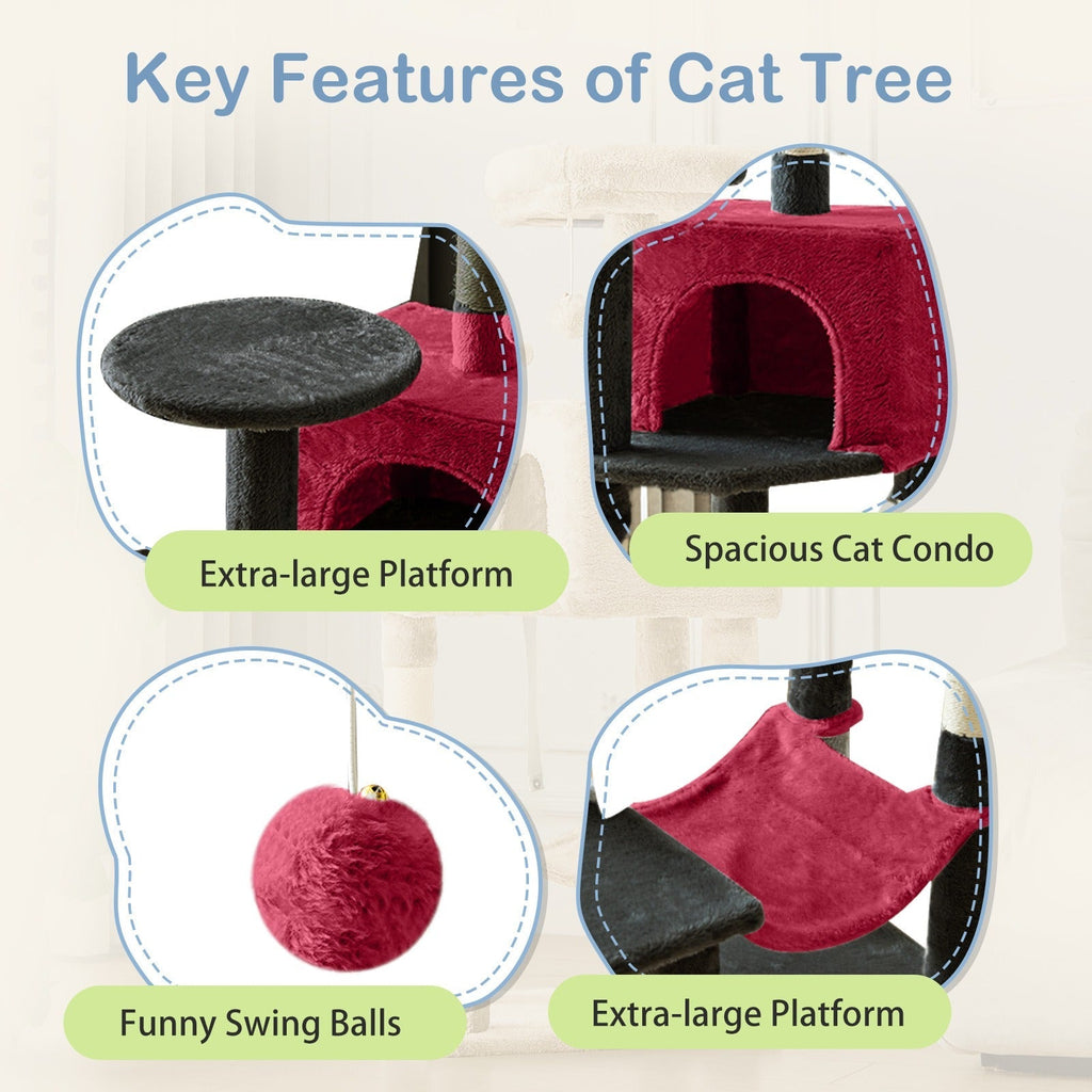 Multi-Level 44in Cat Tower with Enclosed Condo, Hammock, Round Platforms and Sisal-Wrapped Posts — image 31