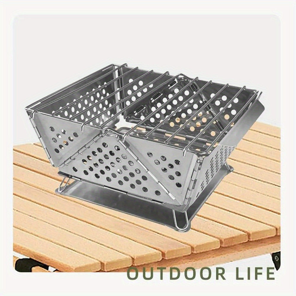 Wood Burning Camp Stove Portable Stainless Steel, Mini Folding Charcoal BBQ Grill, Camping Wood Stove Burner — image 24