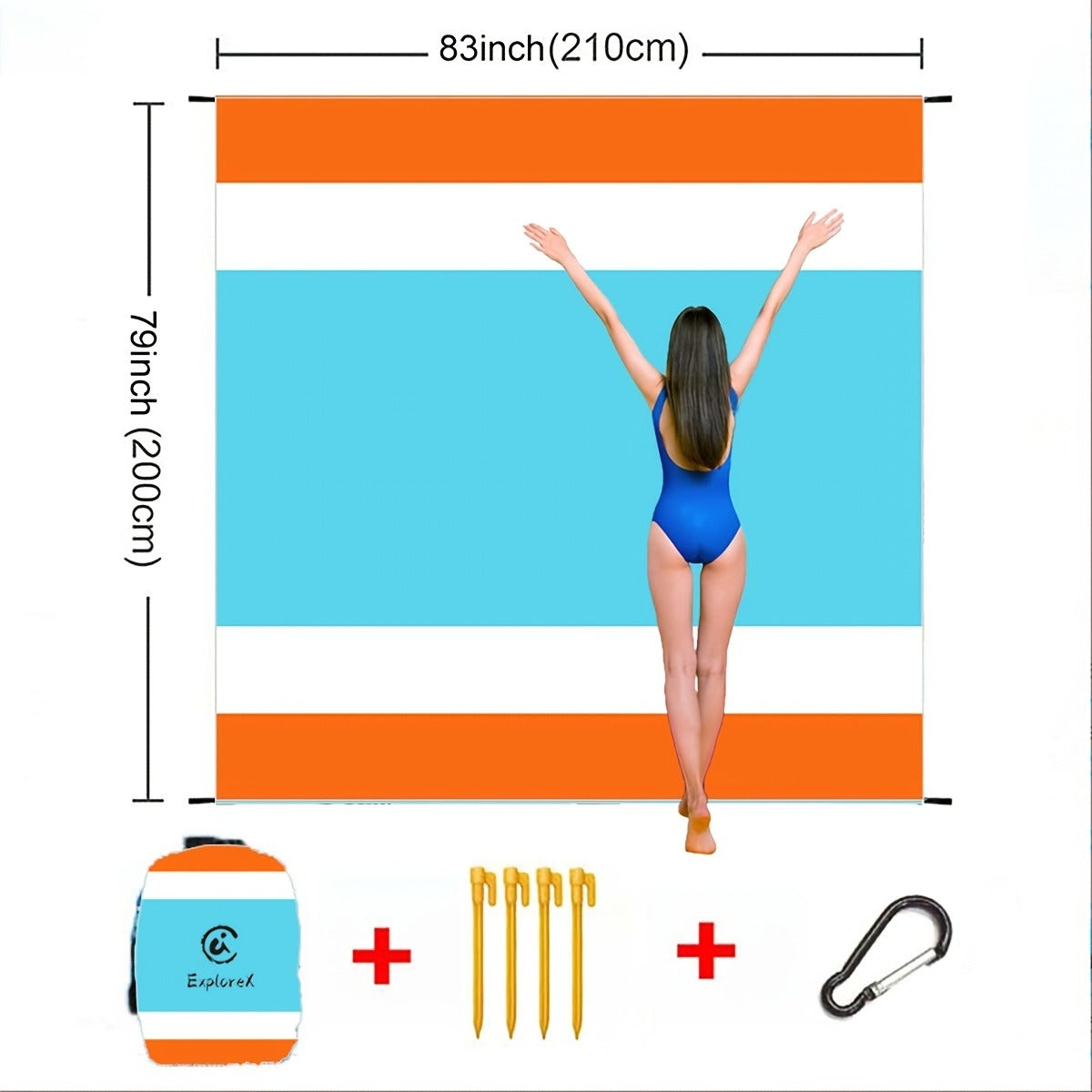 Printed Beach Mat with 19 Exact Size-and-Pattern Options, 198 x 205cm to 275 x 305cm with Stakes and Pouch — image 26