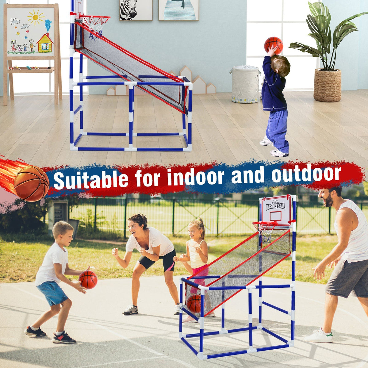 Adjustable Kids Basketball Hoop Set with 2 Balls and Storage for Ages 3–6 — image 8