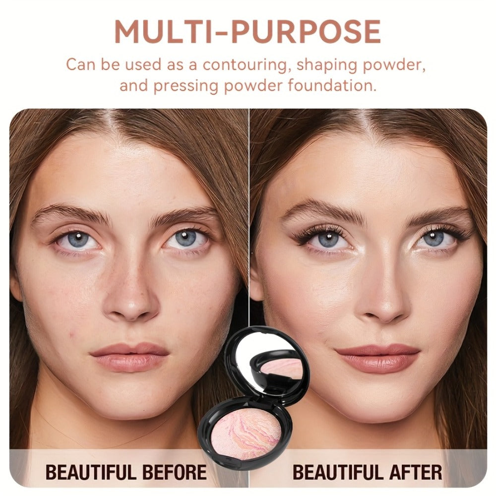 Marbled Pressed Powder Foundation Compact with Mirror in Six Shade Labels from Rose to Sand — image 4