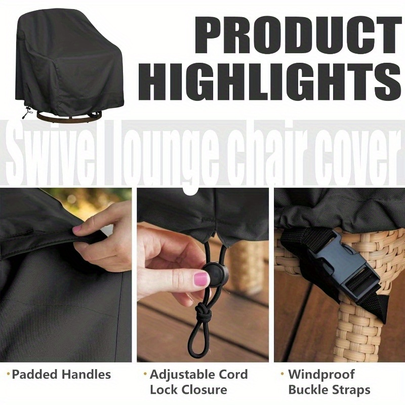 Swivel Patio Chair Covers Waterproof 2 Pack, Heavy Duty Outdoor Furniture Covers 27.5"W x 32.5"D x 43"H, All-Weather UV & Win