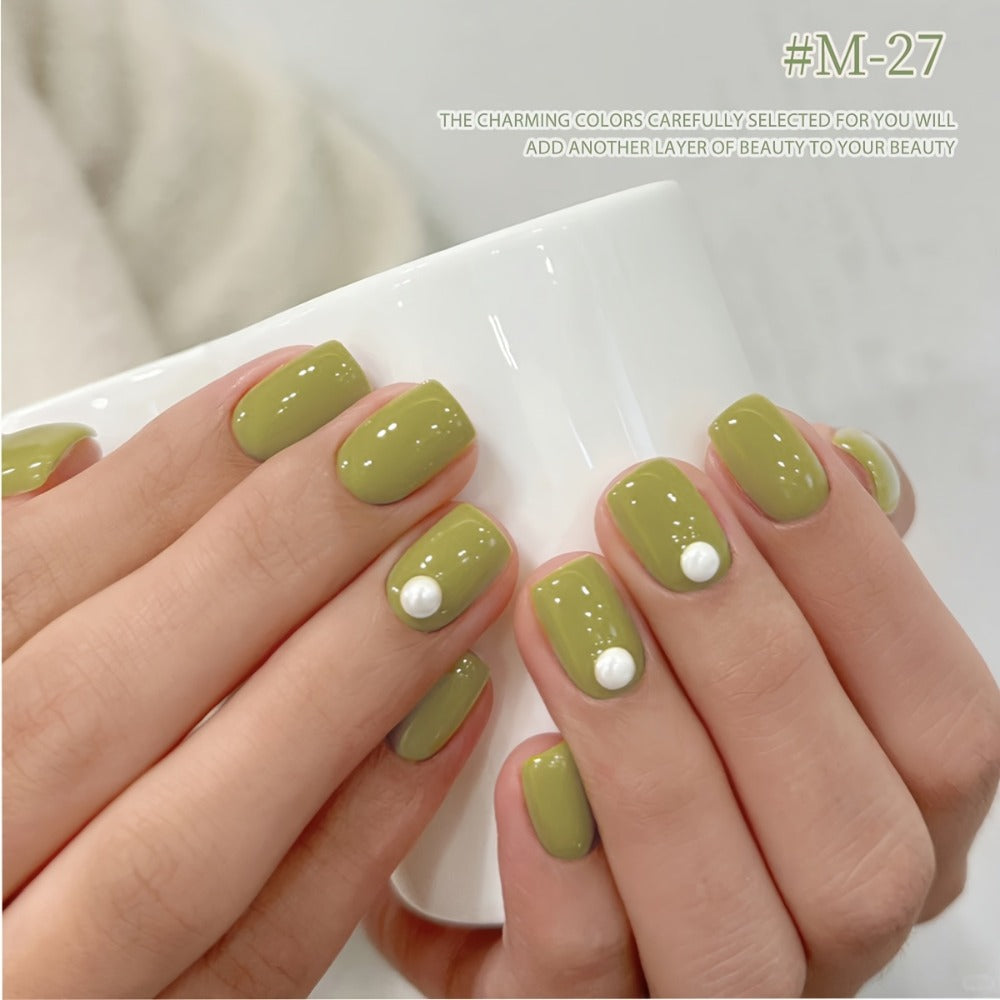 Gel Nail Polish Set with XEIJAYI Label, 6 Nude Pink Green and Glitter Colors, Shades 25 to 32 — image 9