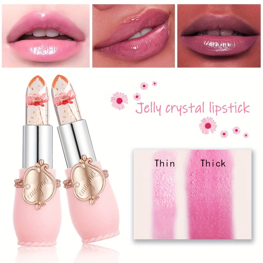 Lip Balm emaymei 6-Piece Flower Jelly Stick Set with Clear Gloss Texture and Pink Gift Box — image 14