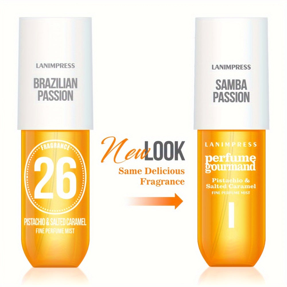 Hair & Body Perfume Mist for Women 3oz Samba Passion Gourmand Sweet Fragrance Spray Moisturizing Long Lasting Dual Use Fine M