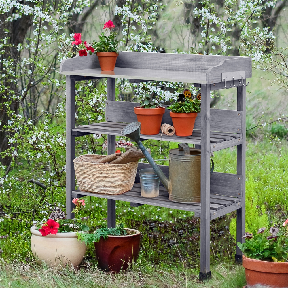 Potting Bench in a Wooden Metal Design for Garden and Yard Use — image 13