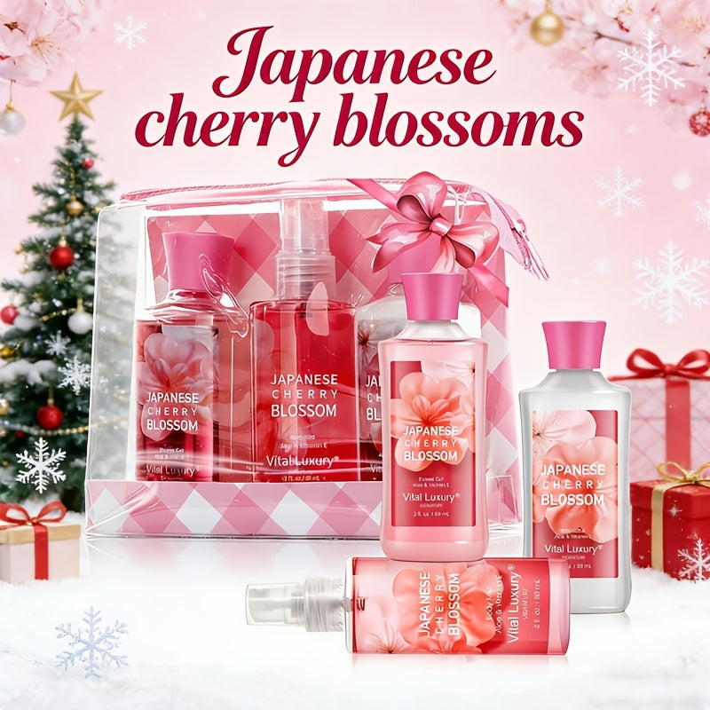 Bath Body Care Gift Set Shower Gel Body Lotion Body Mist Aloe Vera Vitamin E Glycerin Deep Moisturizing Fragrance Set for Wom