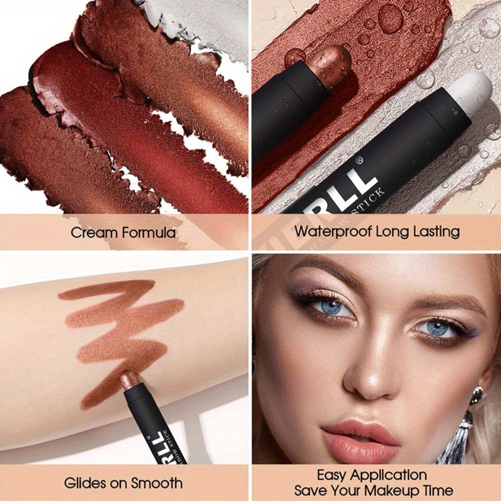 Waterproof Eyeshadow Stick Set 8 Piece, Shimmer, Pearlescent & Matte Eye Shadow Pencils, Creamy Blendable Formula — image 10