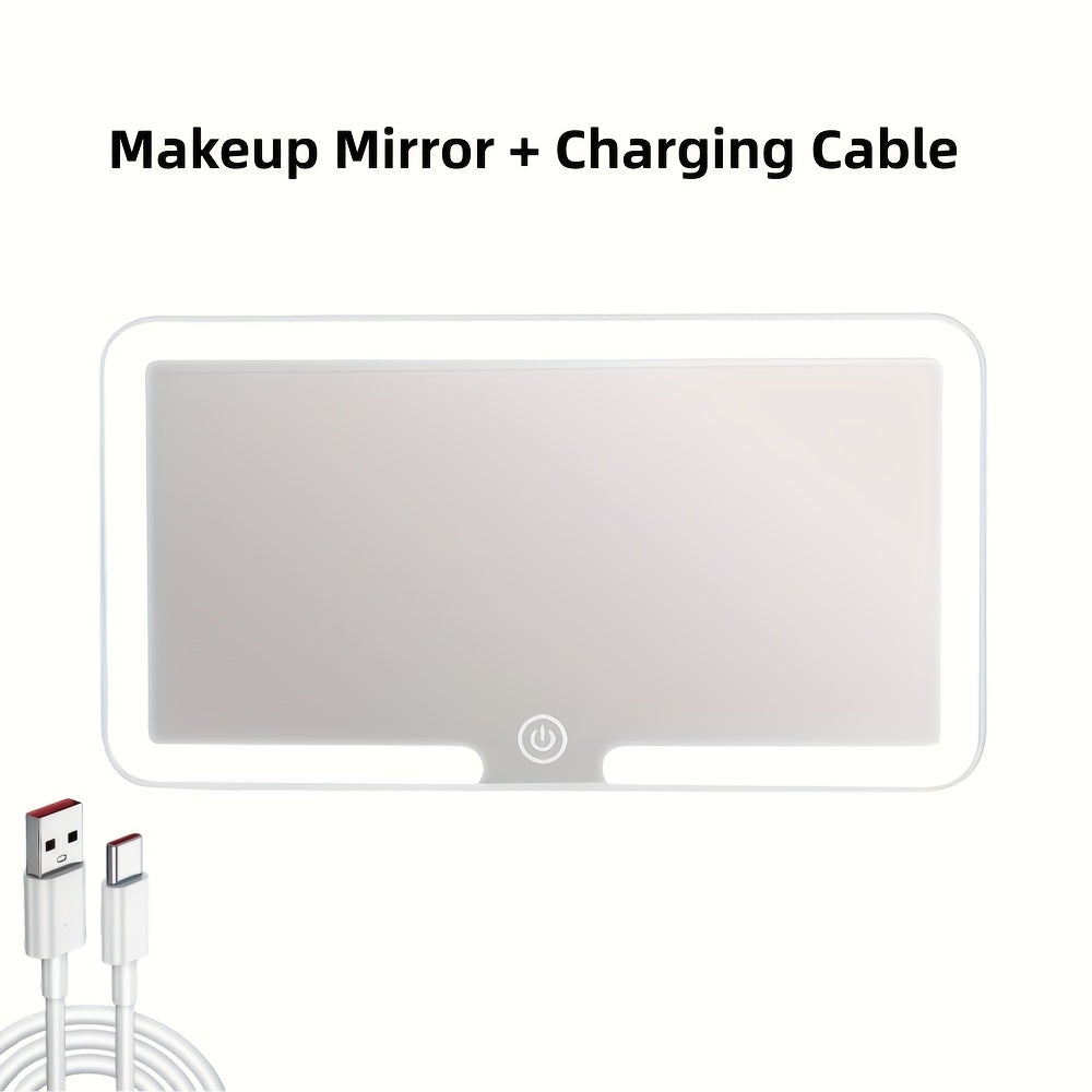 LED Car Visor Mirror Rechargeable – Ultra-Thin Vanity Mirror with 3 Light Modes (Daylight, Dashboard, Cockpit), Universal Fit