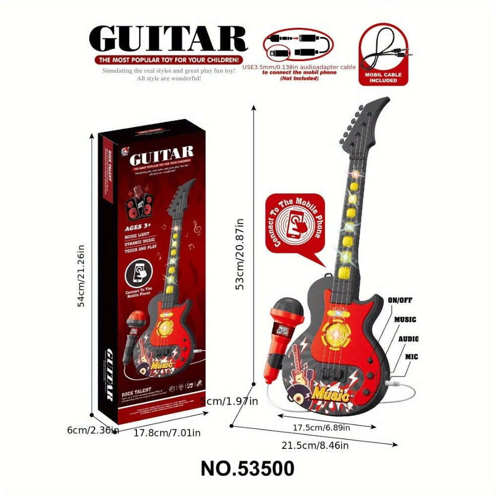 Kids Electric Guitar Toy with Microphone, Lights & Sounds, Musical Instrument Toy for Toddlers Ages 3-8 — image 3