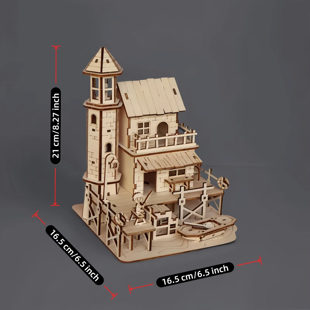Wooden Building Model Kit with Fisherman's Hut, Treehouse-2 or Cowboy Bar Checkout Designs — image 10