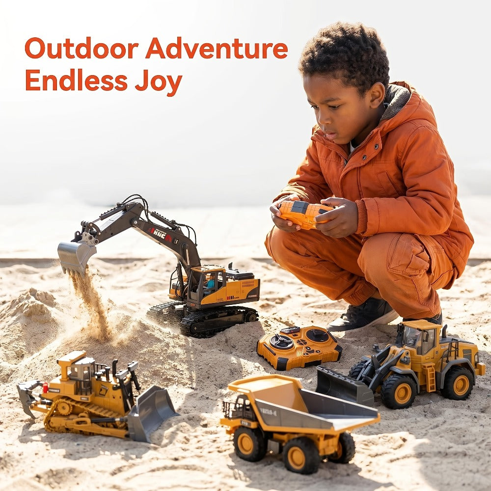 RC Engineering Vehicle Set 11-Channel 2.4GHz, 2-in-1 & 4-in-1 Remote Control Excavator Dump Truck Bulldozer — image 6