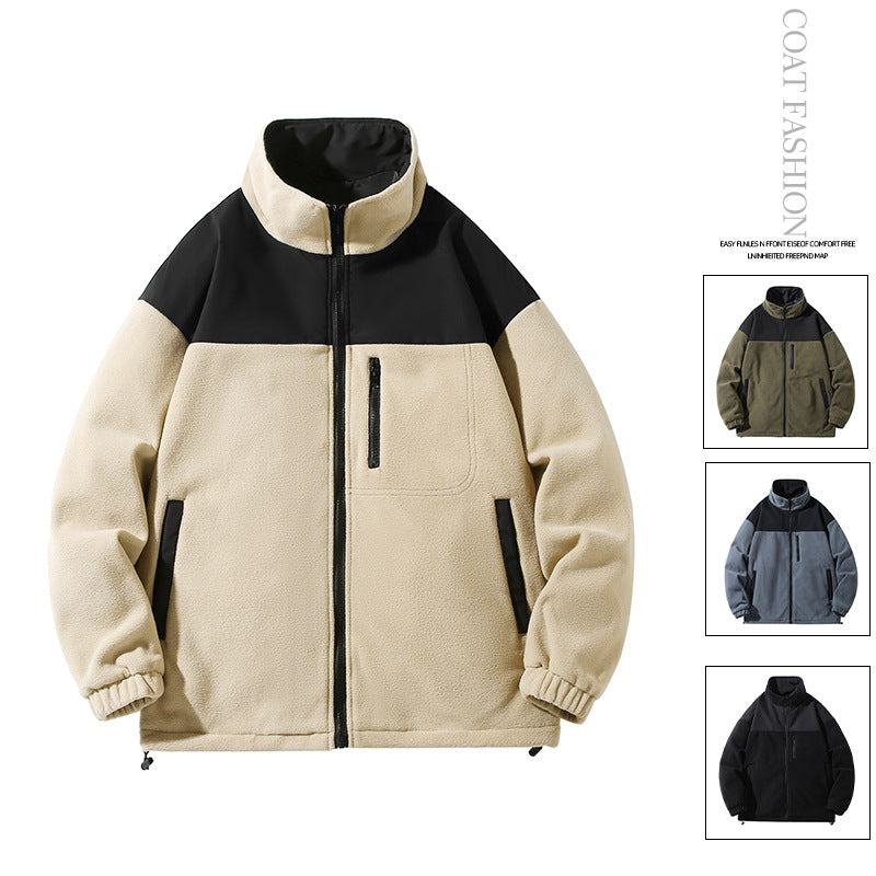 Men's Fashion Brand Jacket Coat Velvet Padded Thickened Top Cardigan Polar Fleece Jacket Women