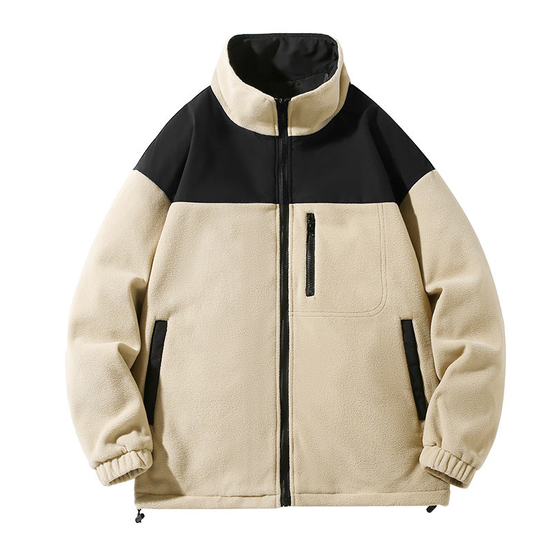 Men's Fashion Brand Jacket Coat Velvet Padded Thickened Top Cardigan Polar Fleece Jacket Women