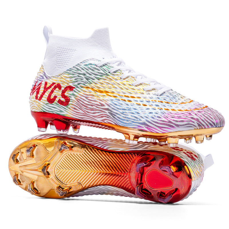 Men's Outdoor Training Gold-plated Bottom High-top Soccer Shoes
