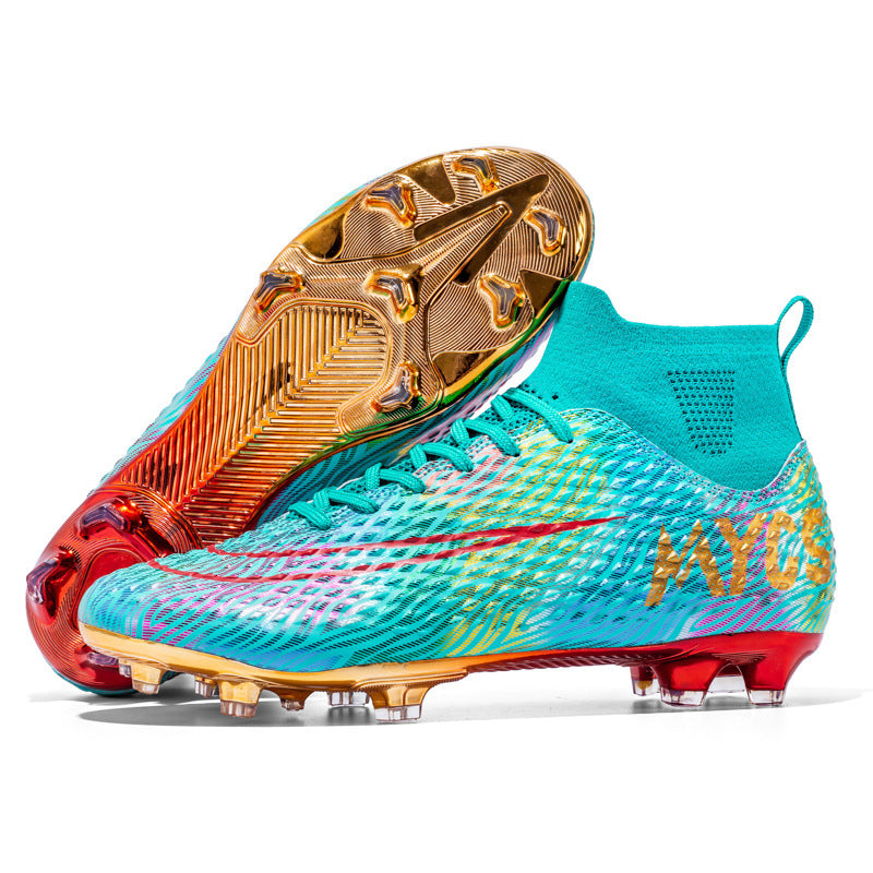 Men's Outdoor Training Gold-plated Bottom High-top Soccer Shoes