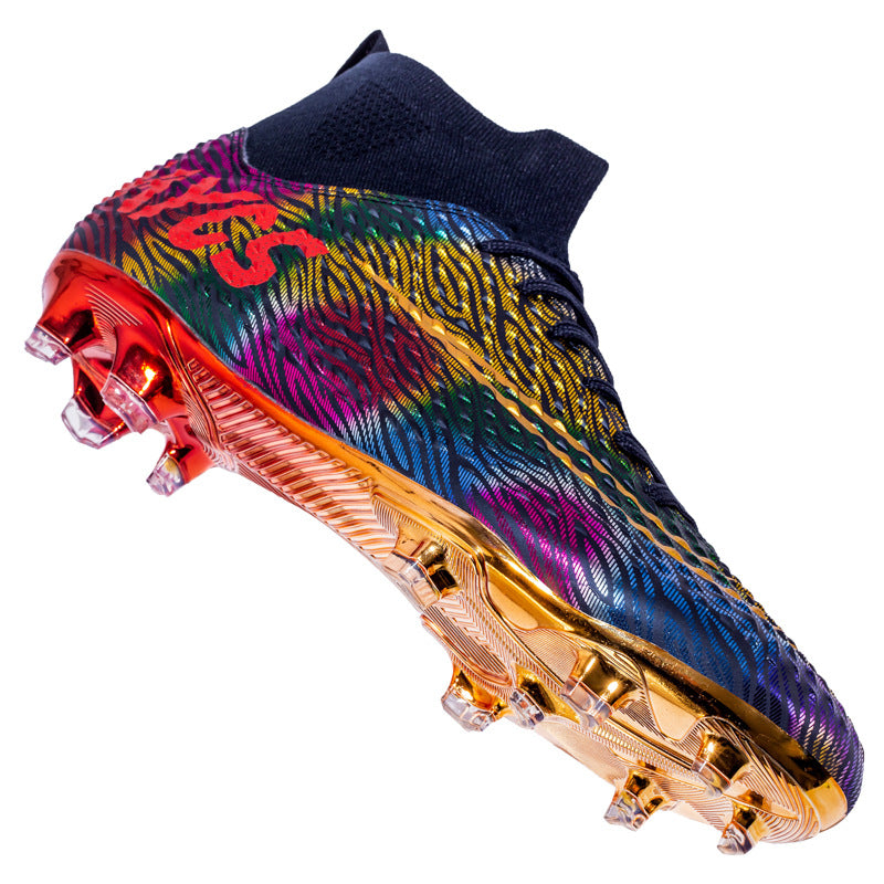 Men's Outdoor Training Gold-plated Bottom High-top Soccer Shoes