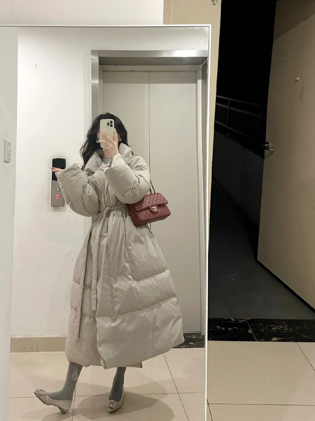 Loose Over Knee Thick Mid-length Down Cotton Jacket Coat Women
