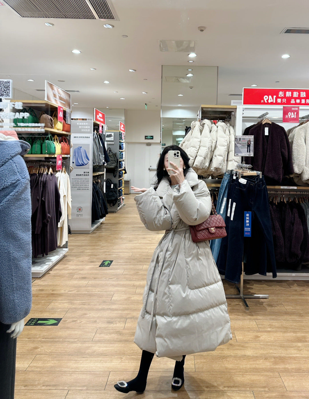 Loose Over Knee Thick Mid-length Down Cotton Jacket Coat Women
