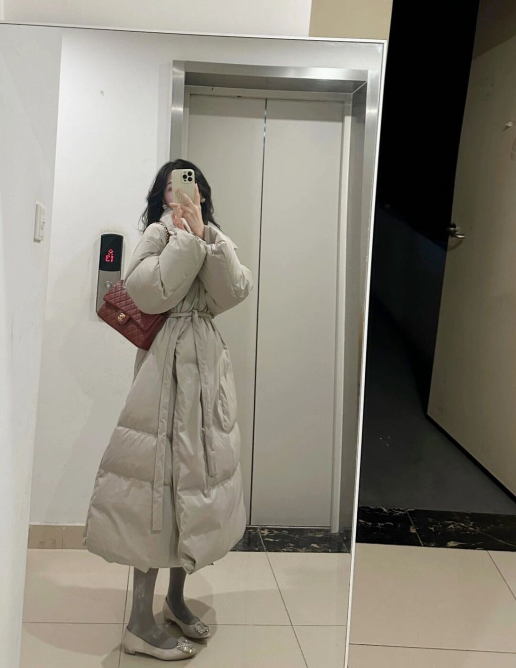 Loose Over Knee Thick Mid-length Down Cotton Jacket Coat Women