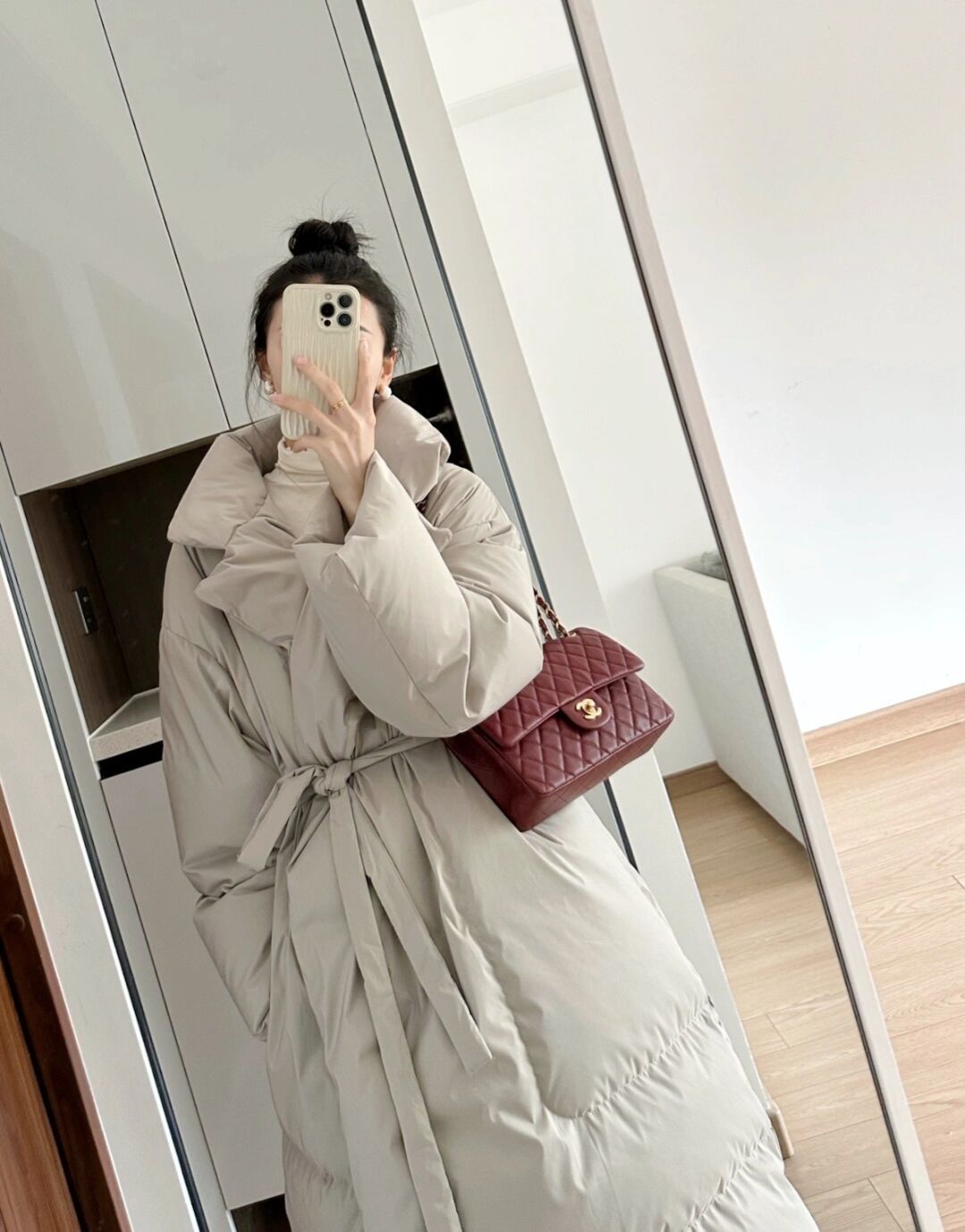 Loose Over Knee Thick Mid-length Down Cotton Jacket Coat Women