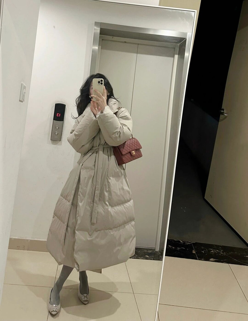 Loose Over Knee Thick Mid-length Down Cotton Jacket Coat Women