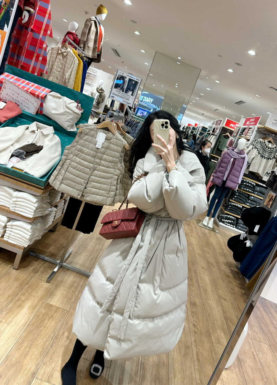 Loose Over Knee Thick Mid-length Down Cotton Jacket Coat Women