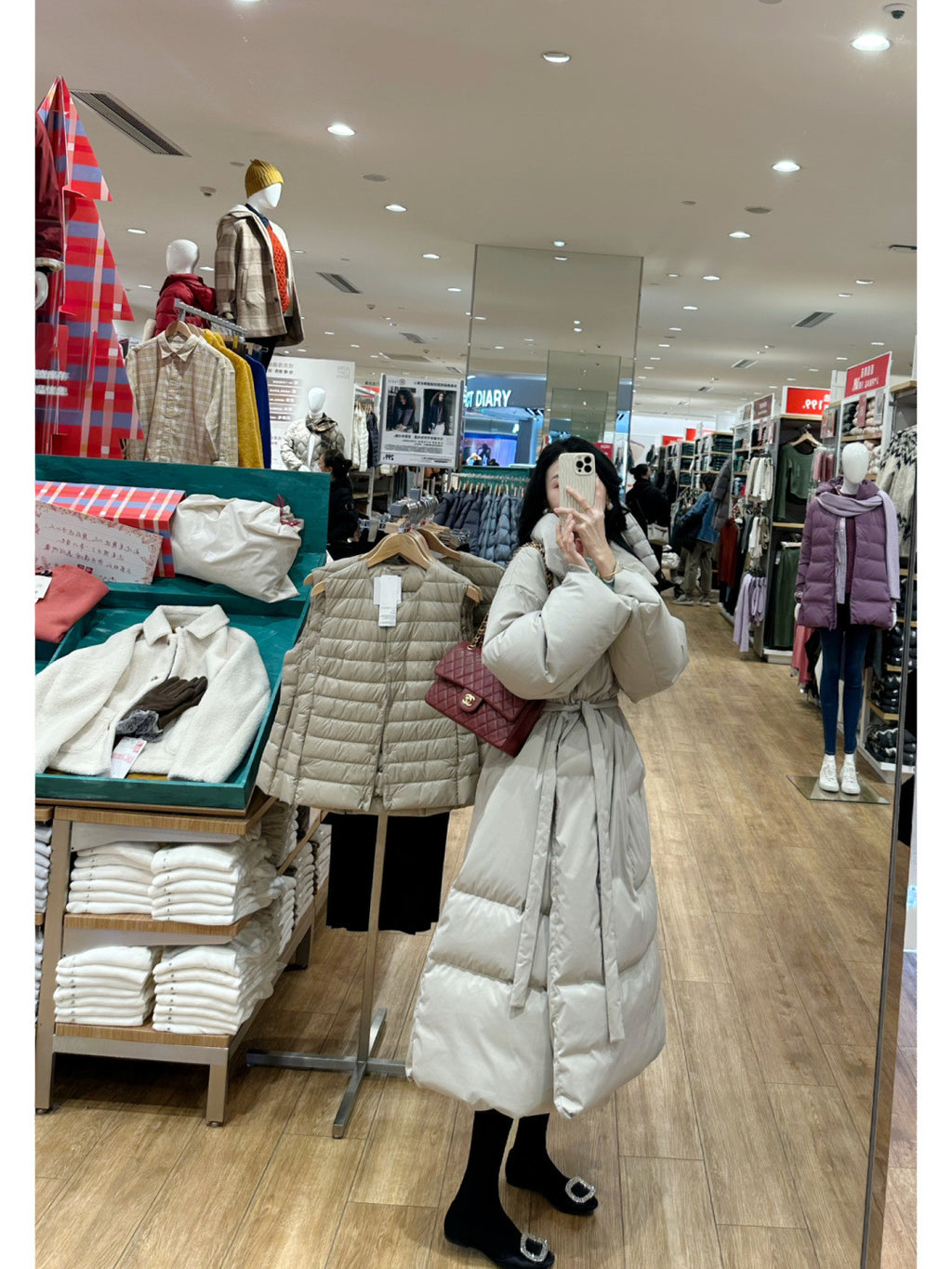 Loose Over Knee Thick Mid-length Down Cotton Jacket Coat Women