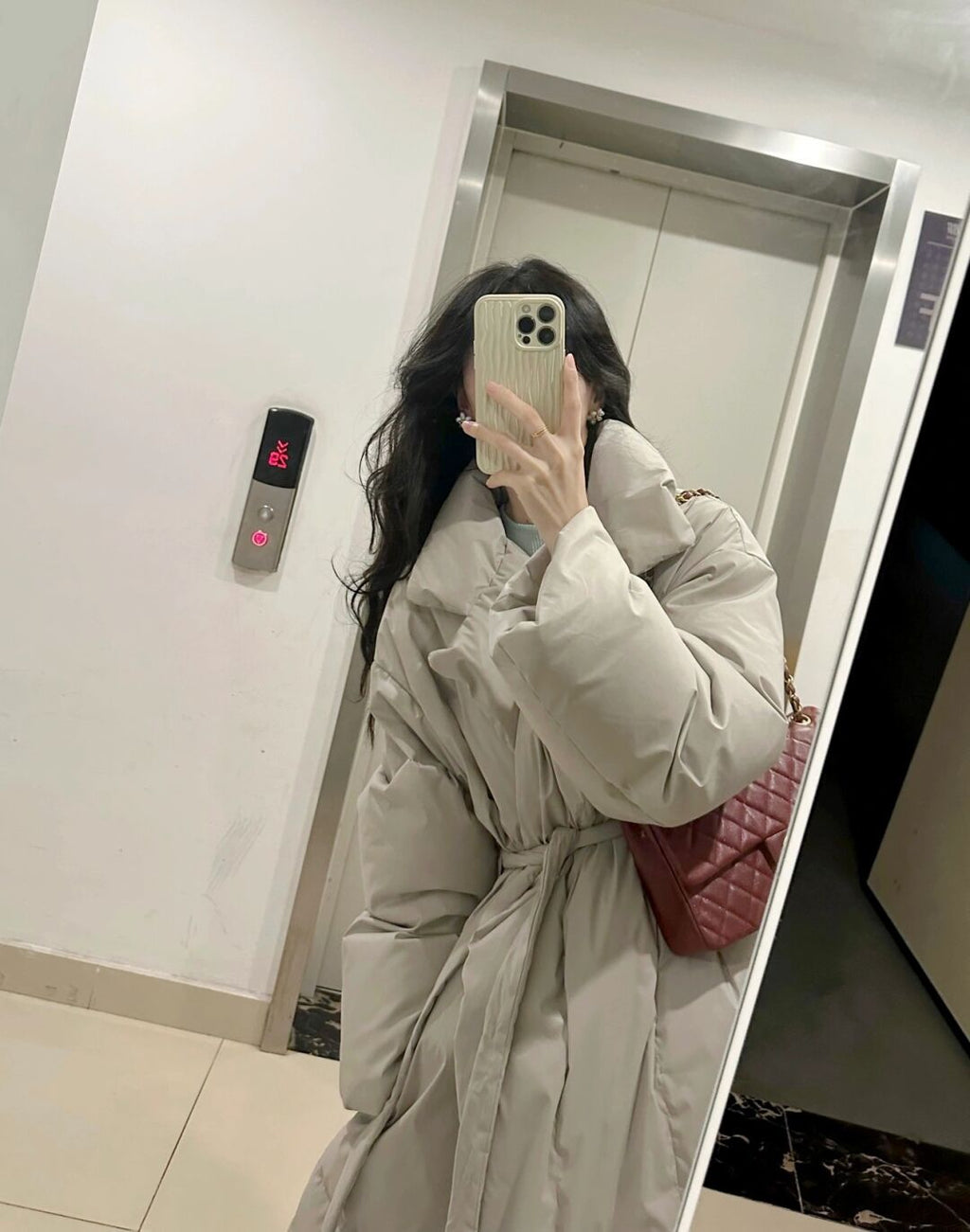Loose Over Knee Thick Mid-length Down Cotton Jacket Coat Women