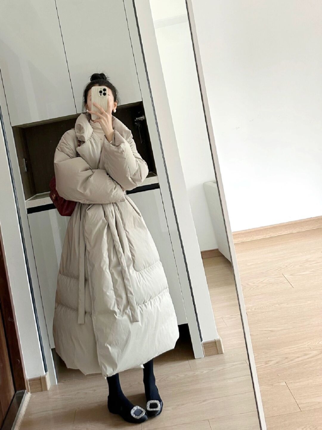 Loose Over Knee Thick Mid-length Down Cotton Jacket Coat Women