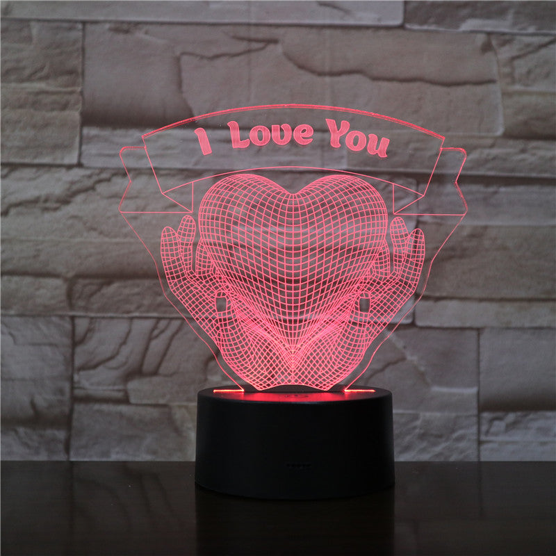 Valentines Day Gift Hands Holding Love 3D Night Light