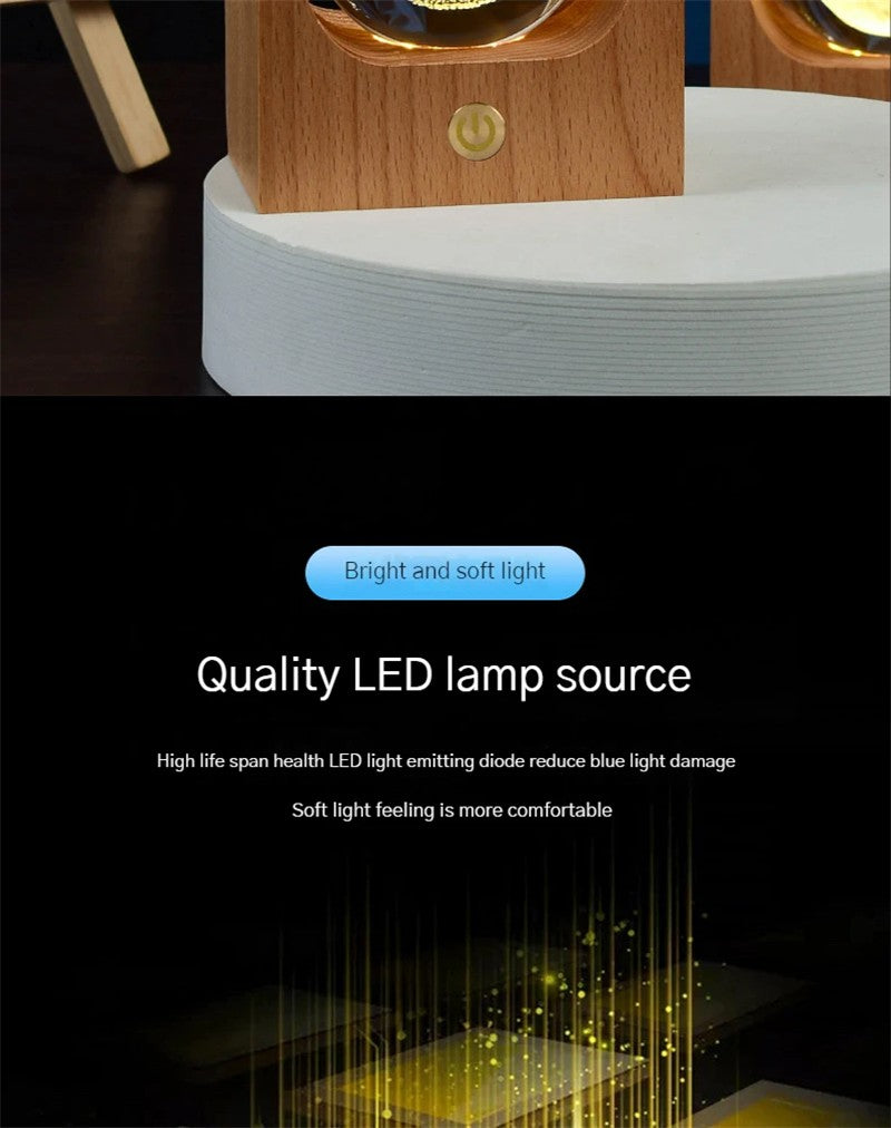 Beech Crystal Ball Night Light 3D Laser Engraving Elk Jellyfish LED Nightlights USB Dimmable Lamp For Bedroom Decoration Gifts Home Decor