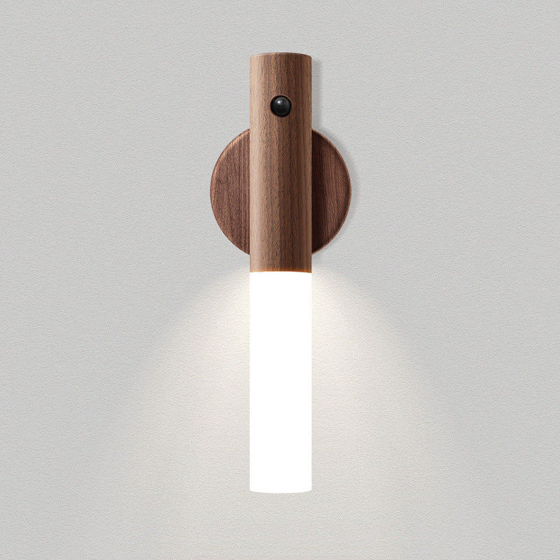 Auto LED USB Magnetic Wood Wireless Night Light Corridors Porch Lights PIR Motion Sensor Wall Light Cabinet Lamp