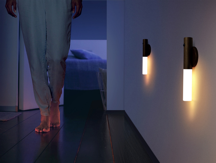 Auto LED USB Magnetic Wood Wireless Night Light Corridors Porch Lights PIR Motion Sensor Wall Light Cabinet Lamp