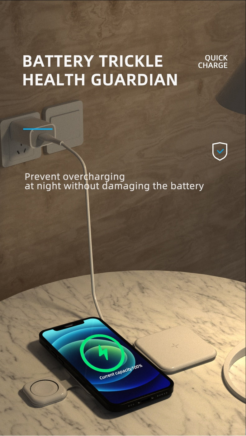 3 In 1 Magnetic Foldable Wireless Charger Charging Station Multi-device Folding Cell Phone Wireless Charger Gadgets