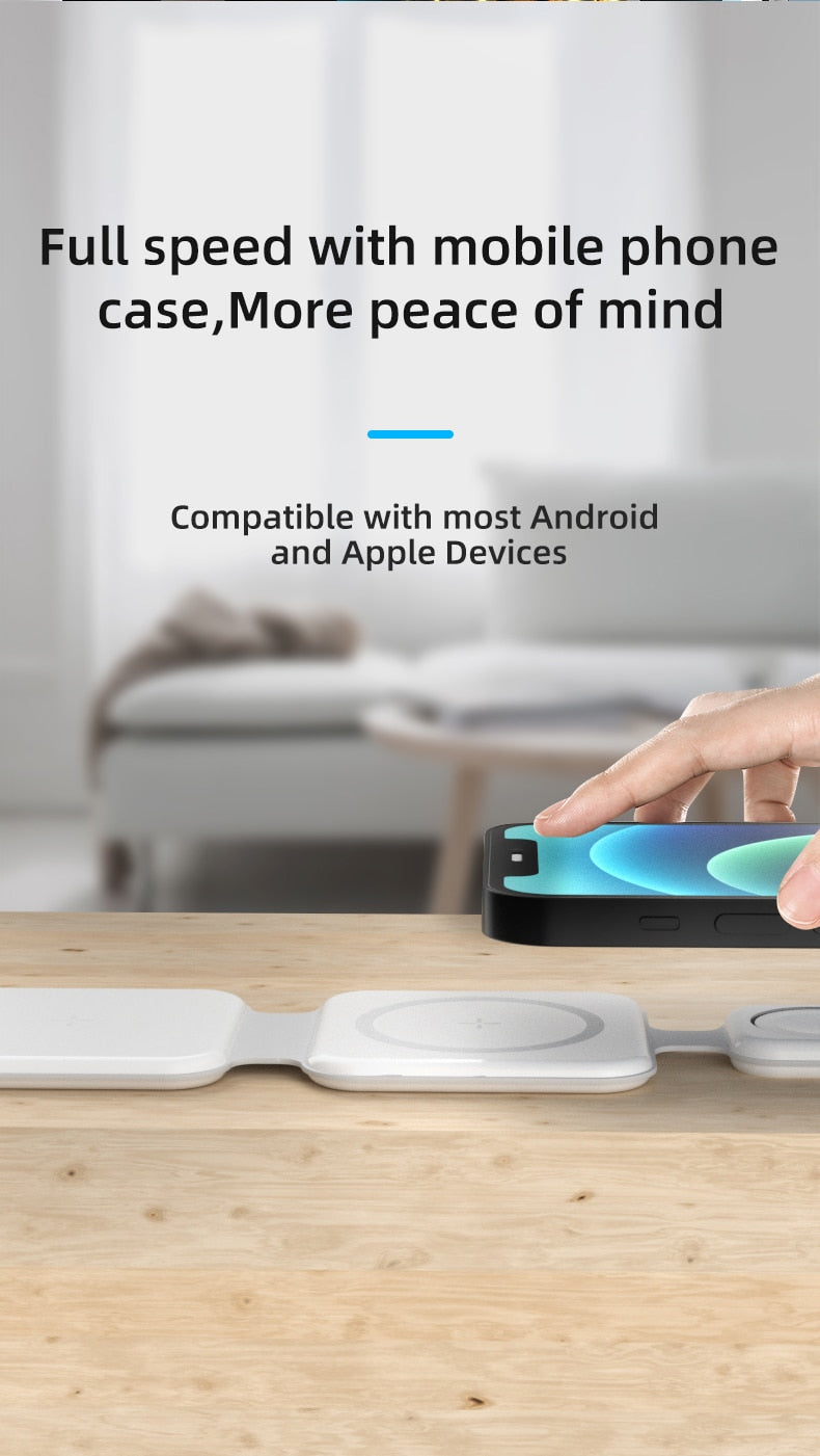 3 In 1 Magnetic Foldable Wireless Charger Charging Station Multi-device Folding Cell Phone Wireless Charger Gadgets