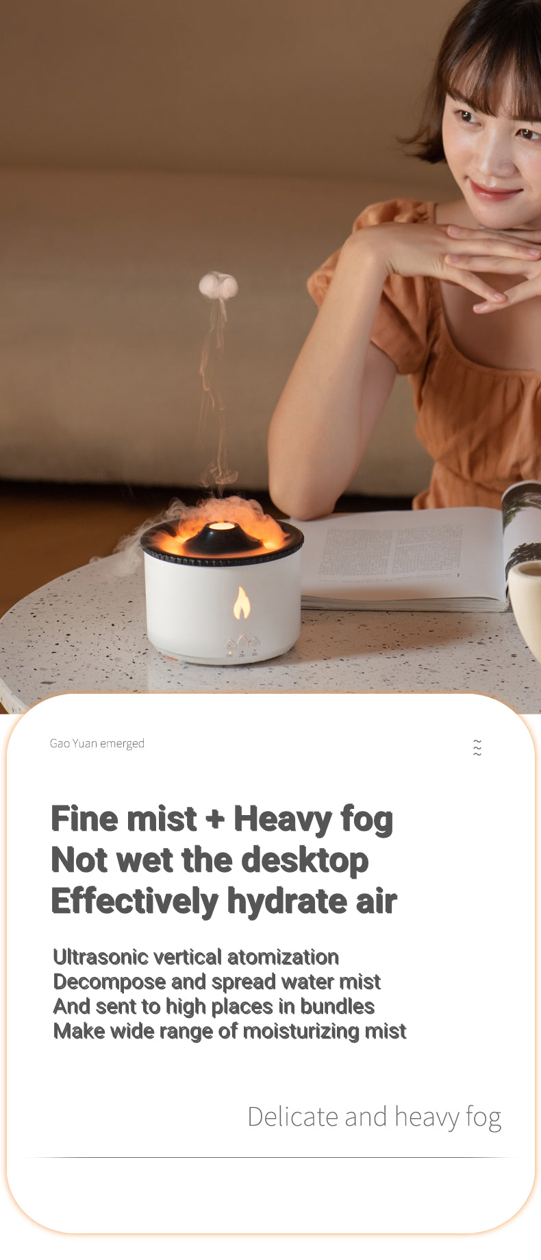 New Creative Ultrasonic Essential Oil Humidifier Volcano Aromatherapy Machine Spray Jellyfish Air Flame Humidifier Diffuser