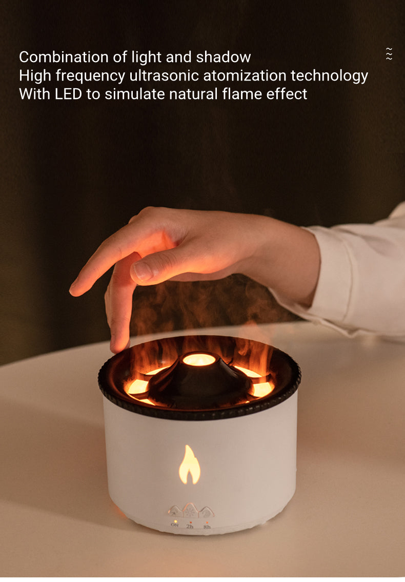 New Creative Ultrasonic Essential Oil Humidifier Volcano Aromatherapy Machine Spray Jellyfish Air Flame Humidifier Diffuser