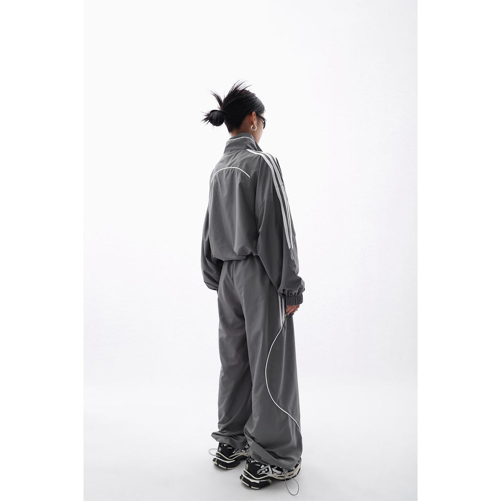 High-grade Fashion And Handsome Outdoor Jacket Coat Wide-leg Trousers 2-piece Set For Women