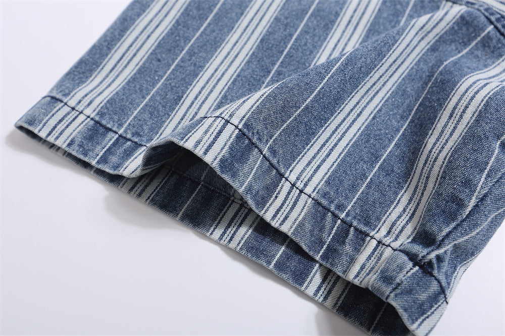 Vertical Stripes Loose Shirt Summer