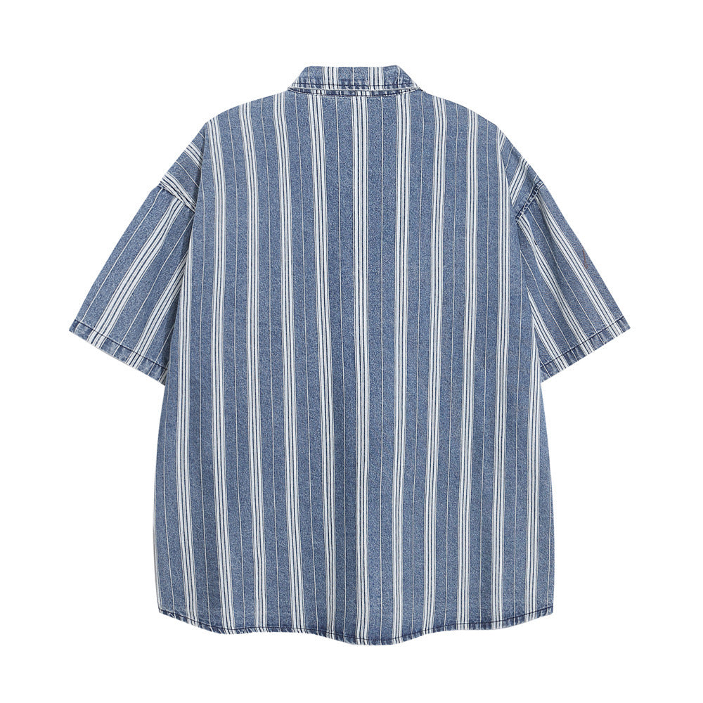 Vertical Stripes Loose Shirt Summer